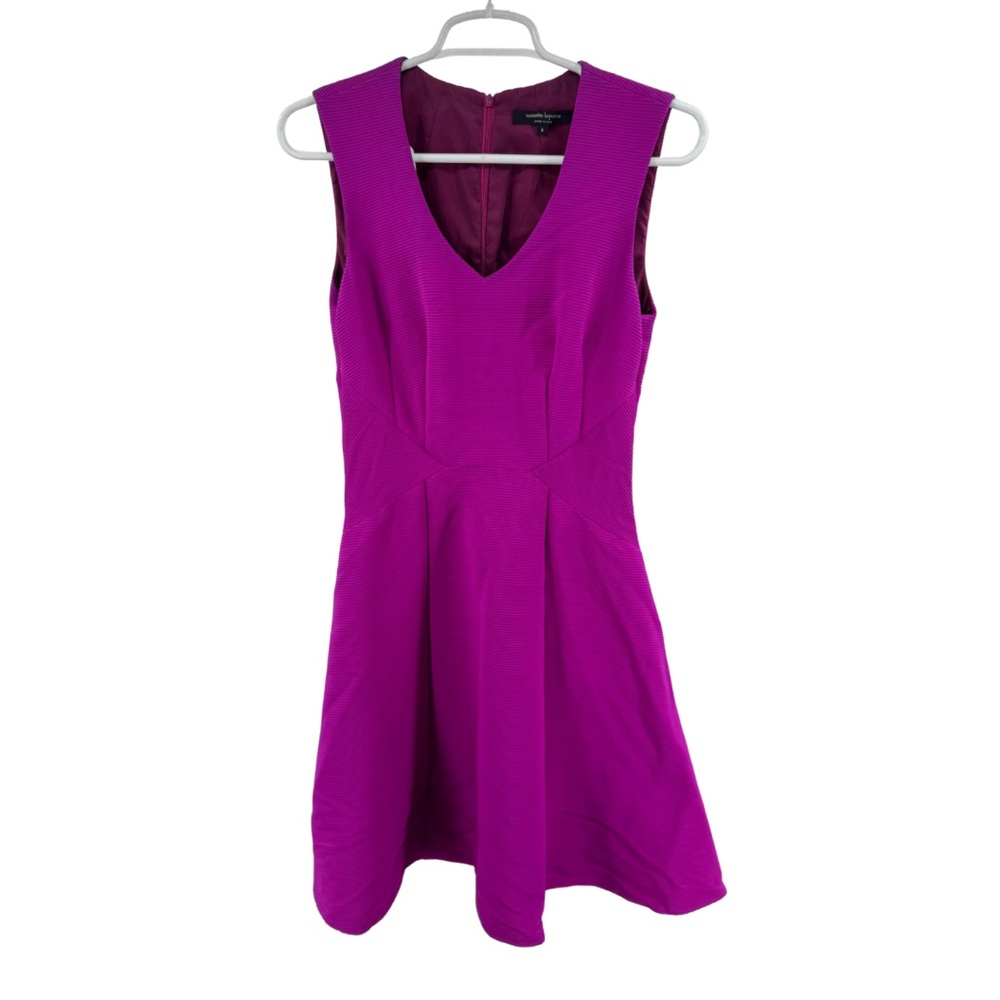 Nanette Lepore Vibrant Magenta Sleeveless Dress tint and flare ribbed 6 party